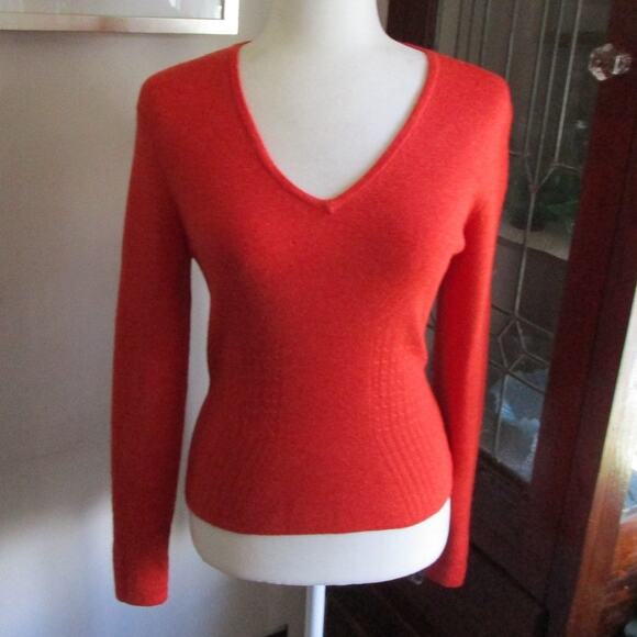 Sarah Spencer Italian Merino Wool Sweater Burnt Orange V-Neck S Made Australia - Picture 4 of 17